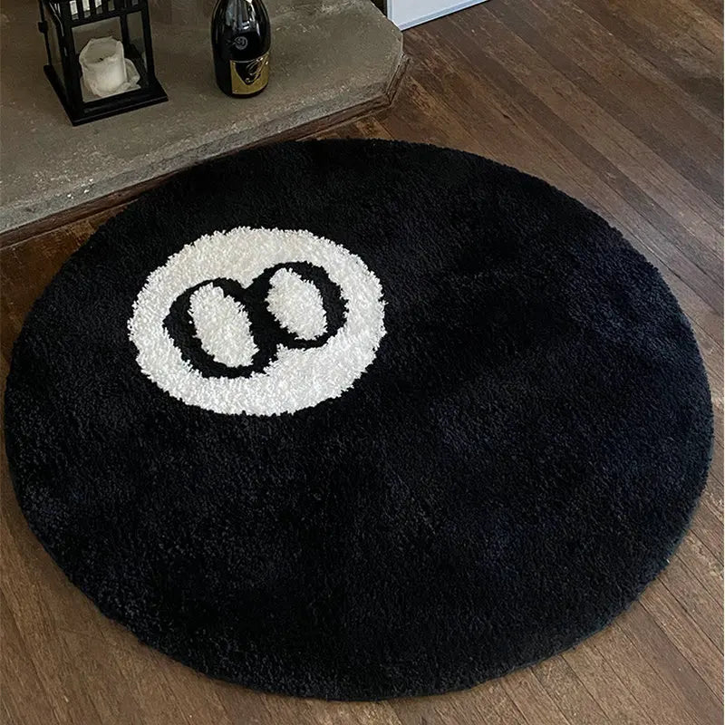 8 Ball Round Tufted Rug, Aesthetic Bedroom & Gaming Room Decor