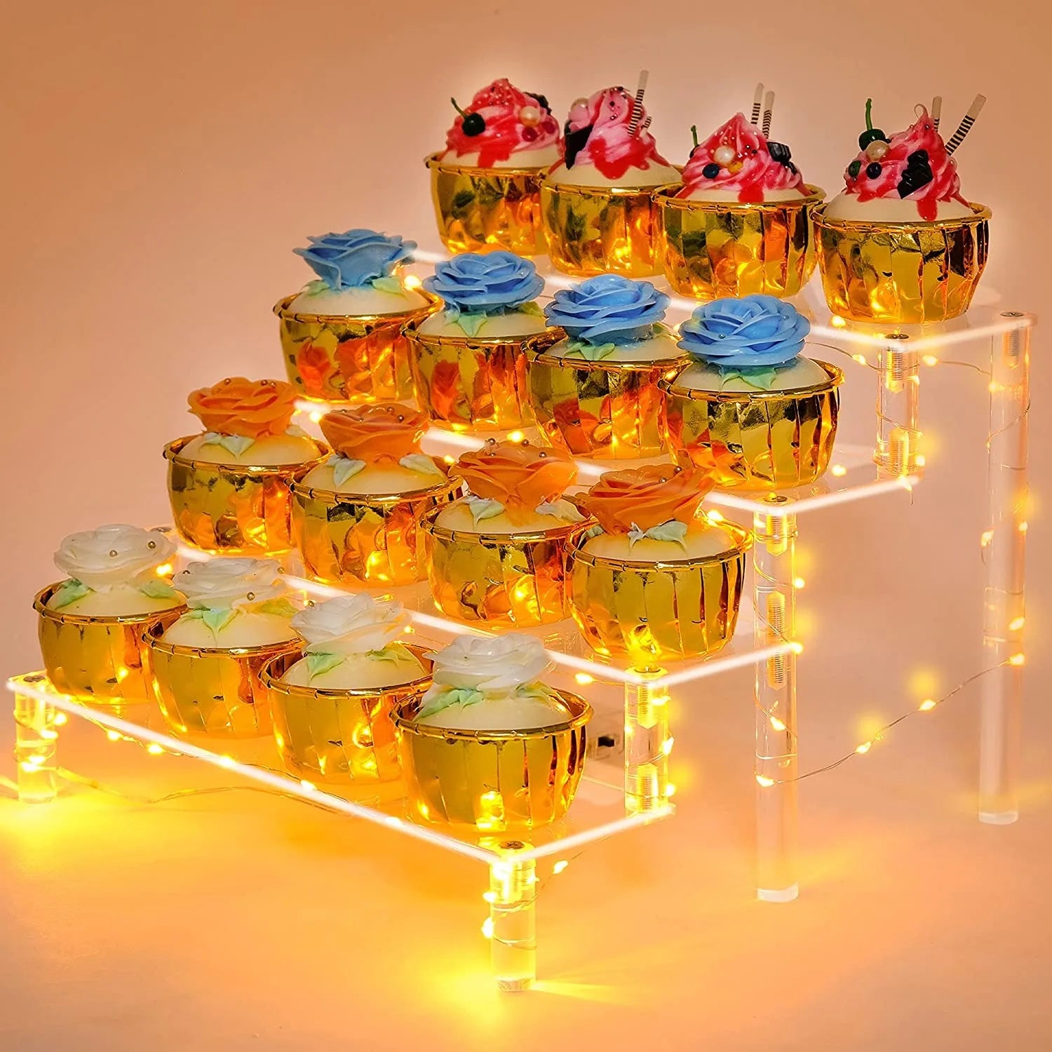 Acrylic Display Riser Stand — Clear Tiered Shelf for Figures, Perfume & Desk Decor