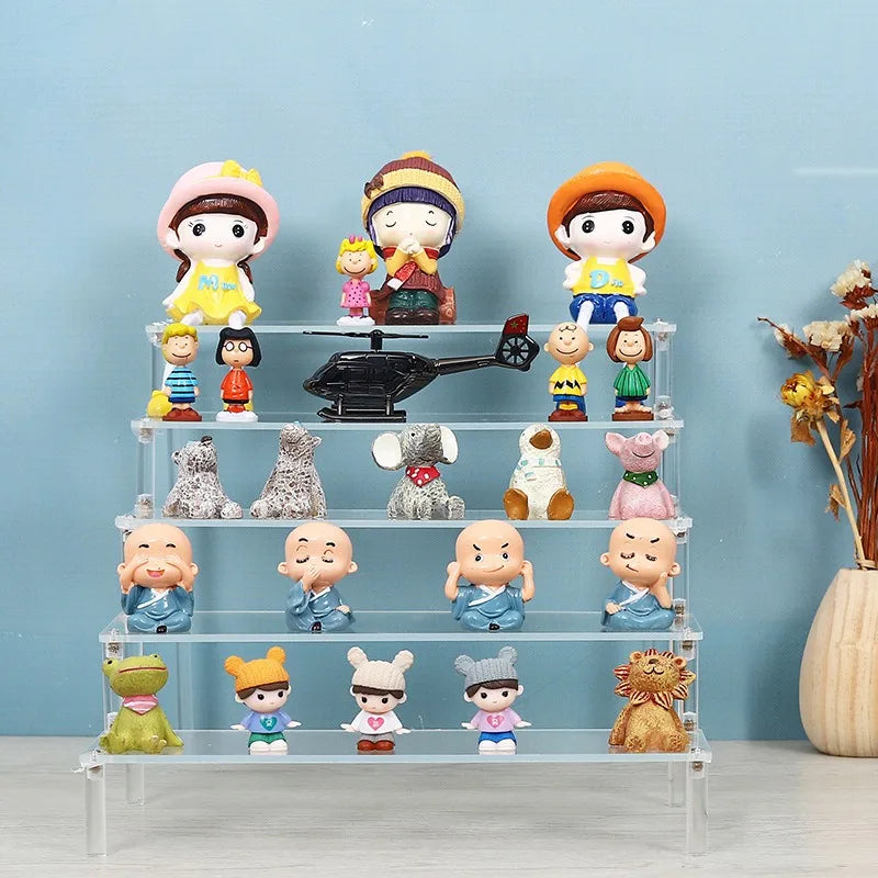 Acrylic Display Riser Stand — Clear Tiered Shelf for Figures, Perfume & Desk Decor