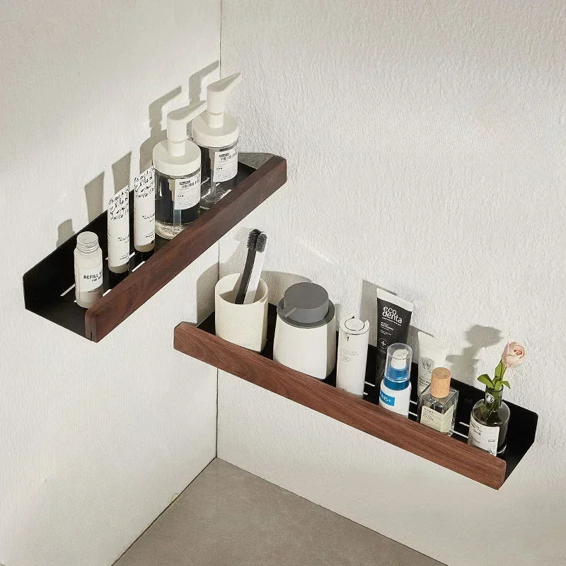 Wooden Wall Shelf — No-Drill Bathroom & Bedroom Floating Organiser