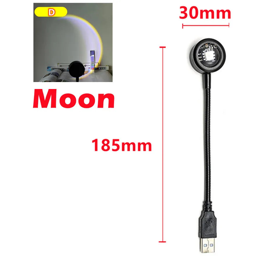 Sunset Projection Lamp, USB Mood Light for Bedroom & Living Room