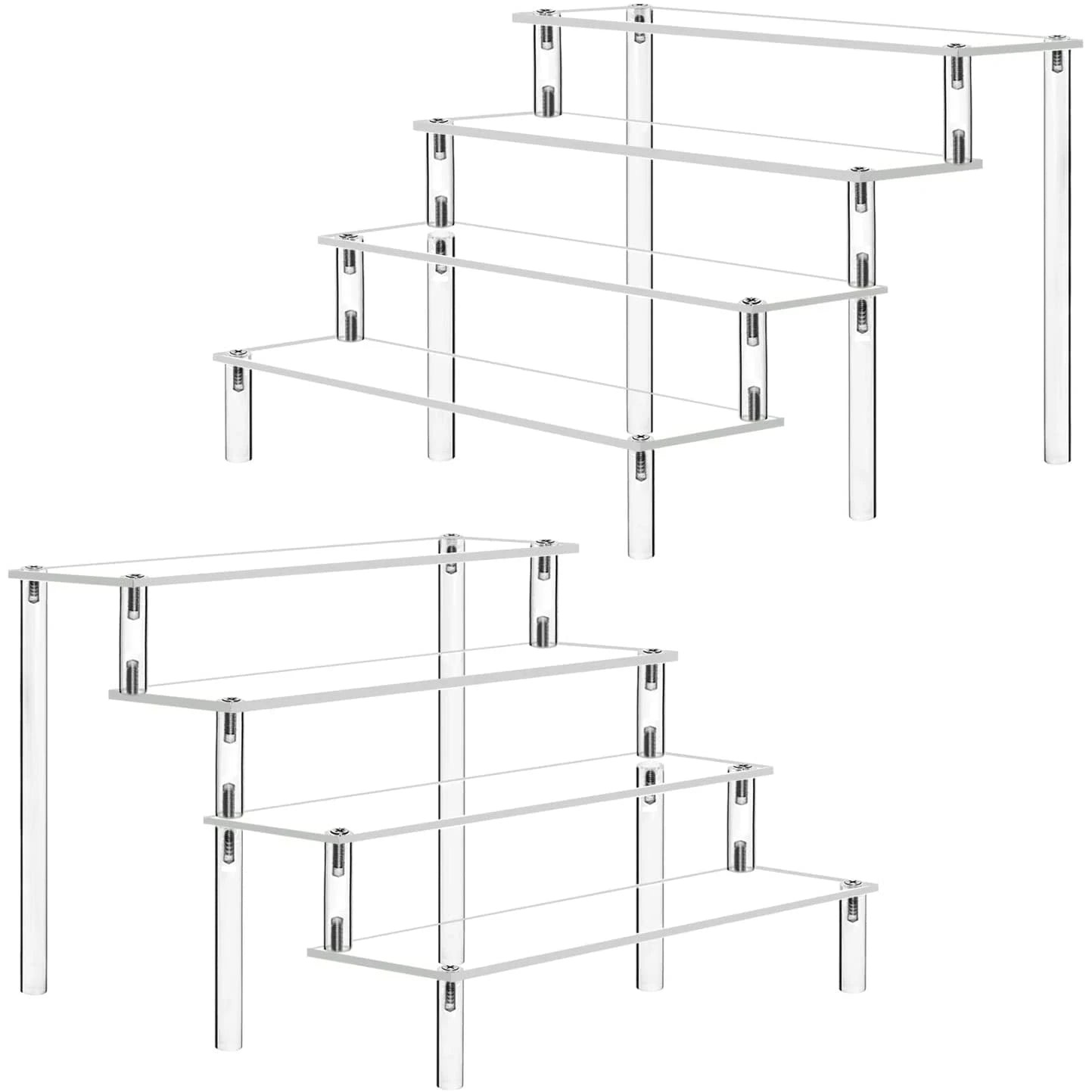 Acrylic Display Riser Stand — Clear Tiered Shelf for Figures, Perfume & Desk Decor