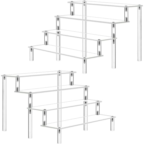 Acrylic Display Riser Stand — Clear Tiered Shelf for Figures, Perfume & Desk Decor