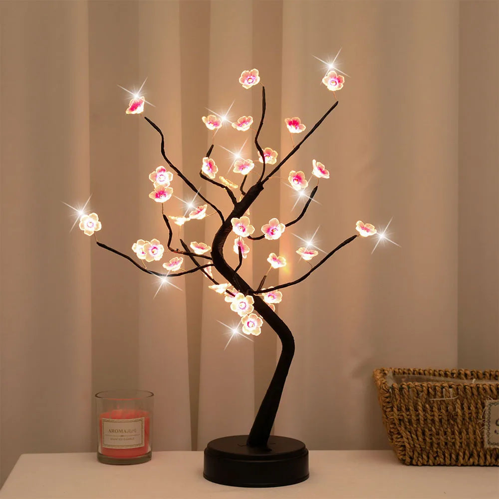 Blossom Tree LED Lamp — USB Ambient Night Light for Bedroom & Home Decor