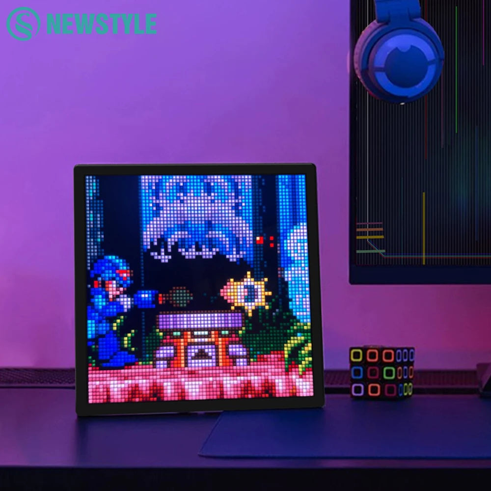 LED Pixel Matrix Display Board, 64x64 RGB Smart Art Panel for Gaming Room & Desk Decor