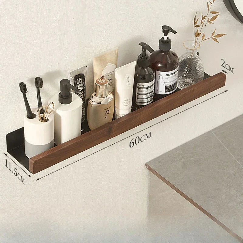Wooden Wall Shelf — No-Drill Bathroom & Bedroom Floating Organiser