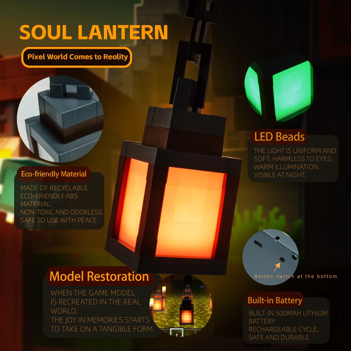 Pixel Art Lantern — 16 Colour LED Night Light with Remote