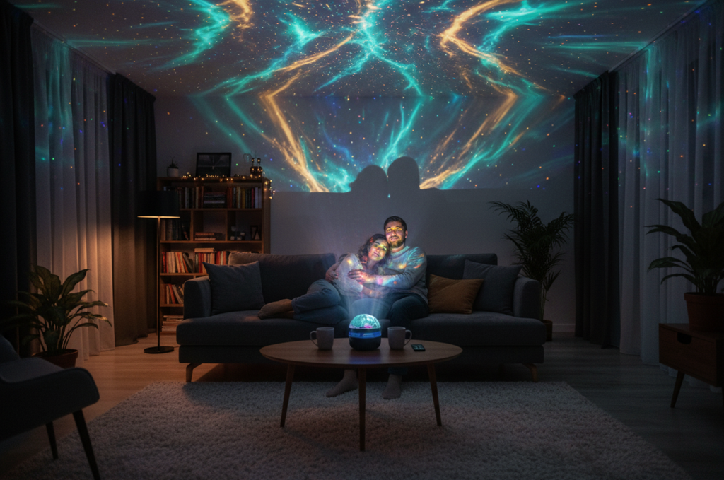 LivSmart Galaxy Aurora Projector, 360° Rotating RGB Night Light with Remote