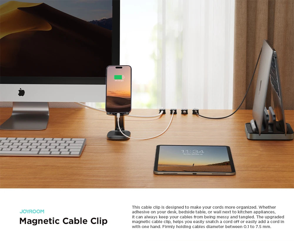 Magnetic Cable Clips — Under Desk Cable Management Organiser