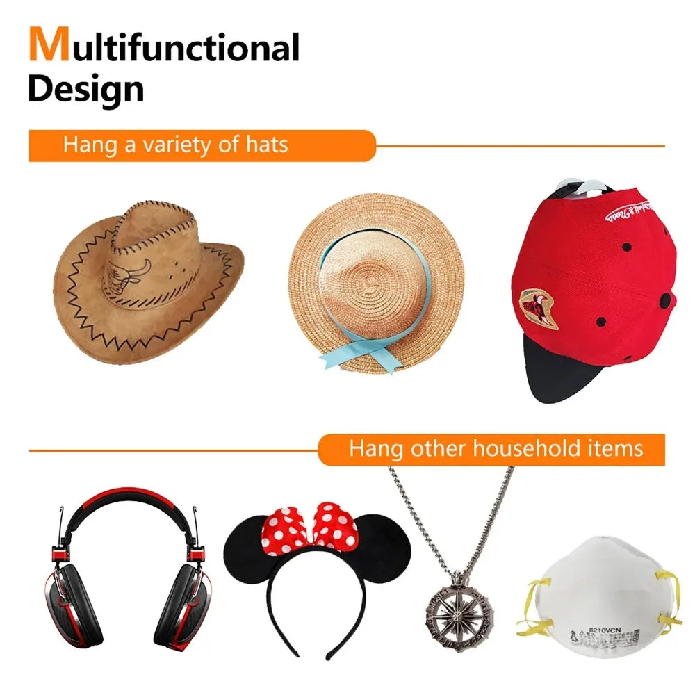 Wall Cap Holder — No-Drill Hat Display Rack for Bedrooms & Wardrobes